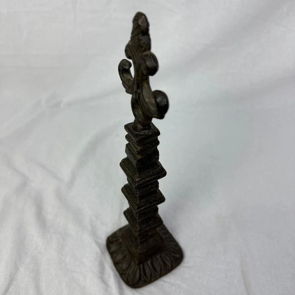 Cast Iron Fleur De Lis‎ Finial Statue Bookend Shelf Decor Accent Piece